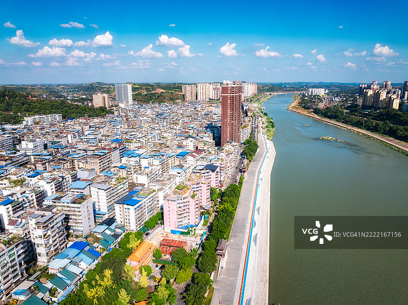 四川省自忠县的城市风景航拍图图片素材