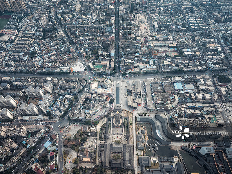 彭州龙兴寺特色建筑的无人机航拍照片图片素材