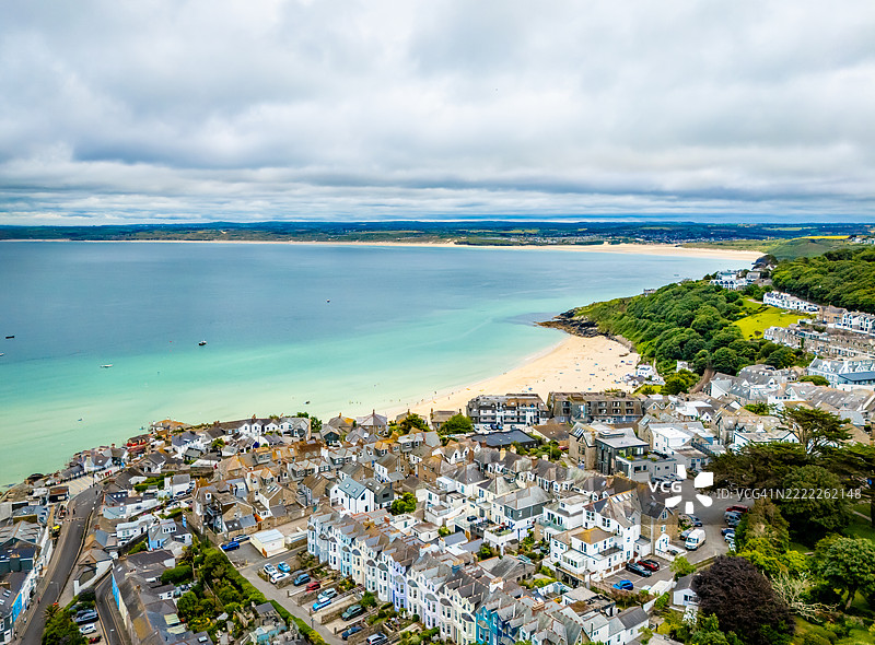 康沃尔州圣艾夫斯的波斯敏斯特海滩景观图片素材