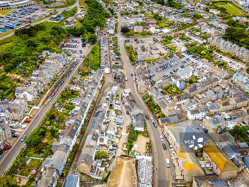 康沃尔州圣艾夫斯狭窄街道的景观图片素材