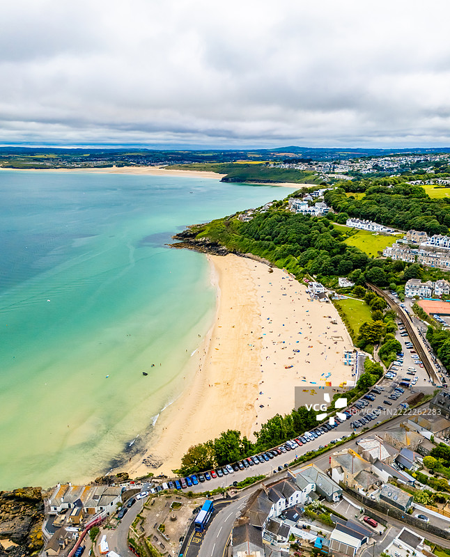 康沃尔州圣艾夫斯的波斯敏斯特海滩景观图片素材