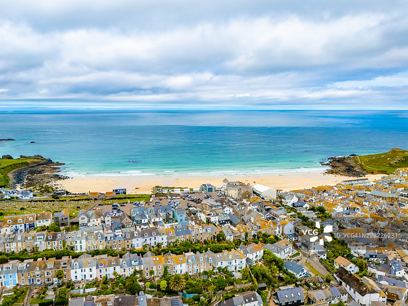康沃尔州圣艾夫斯的波斯莫尔海滩图片素材