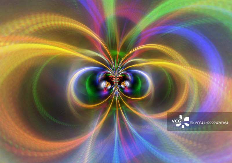 激光光粒子在椭圆运动中爆炸，带有消失点效果。图片素材