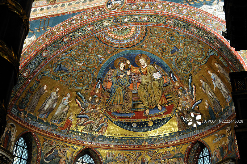 圣玛利亚大教堂 - 雅各布·托里蒂 - 玛丽的加冕 - 更大视图图片素材