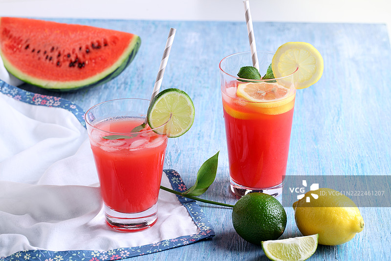 西瓜柠檬水图片素材