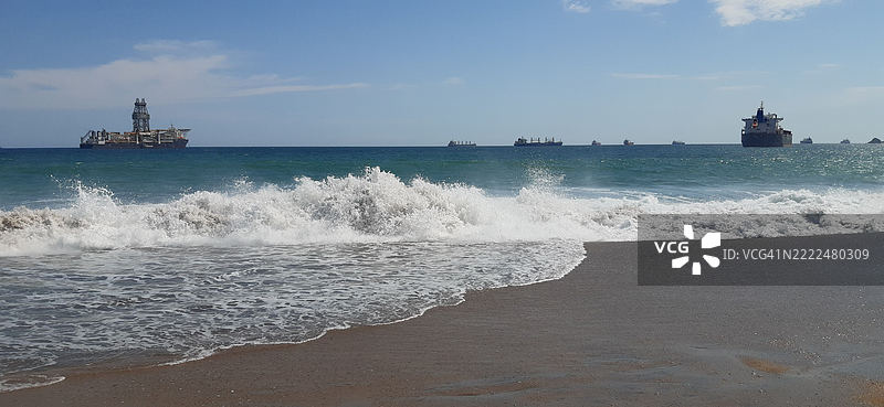 海洋与天空的景观，曼萨尼约，科利马，墨西哥图片素材