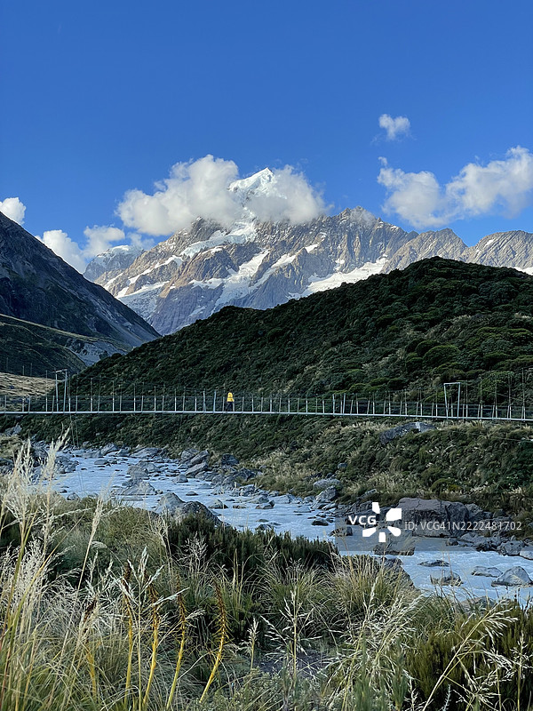 新西兰坎特伯雷的雪山美景与天空相映成趣图片素材