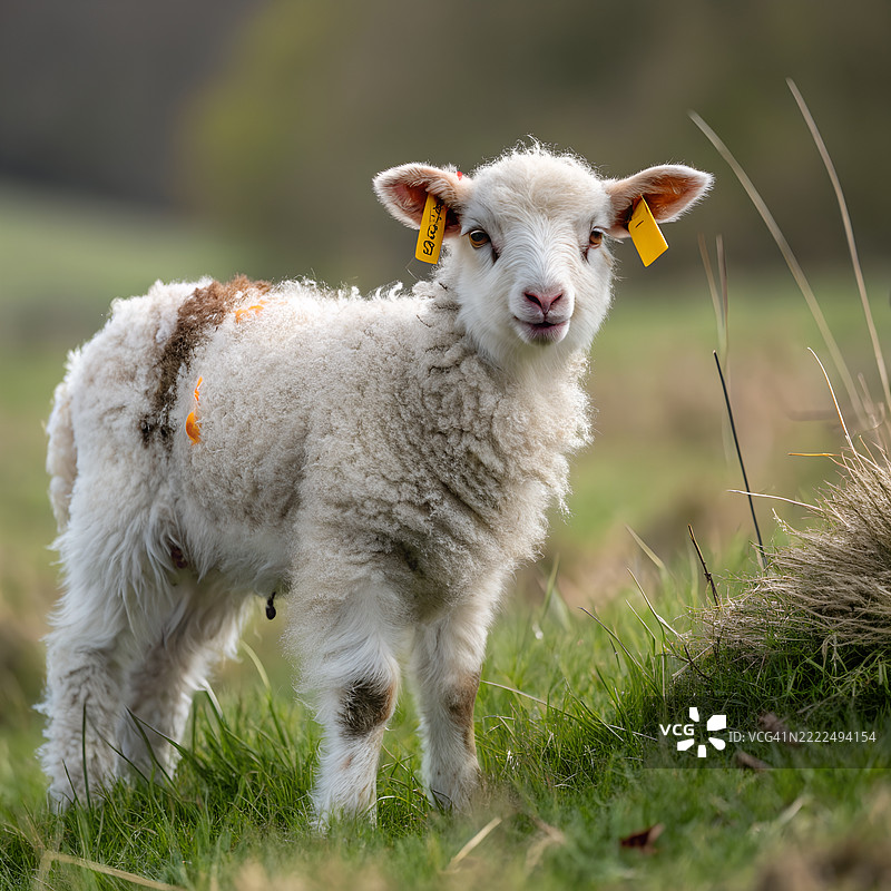在印度北方邦尼瓦里的一片田野上站着的羊的肖像图片素材
