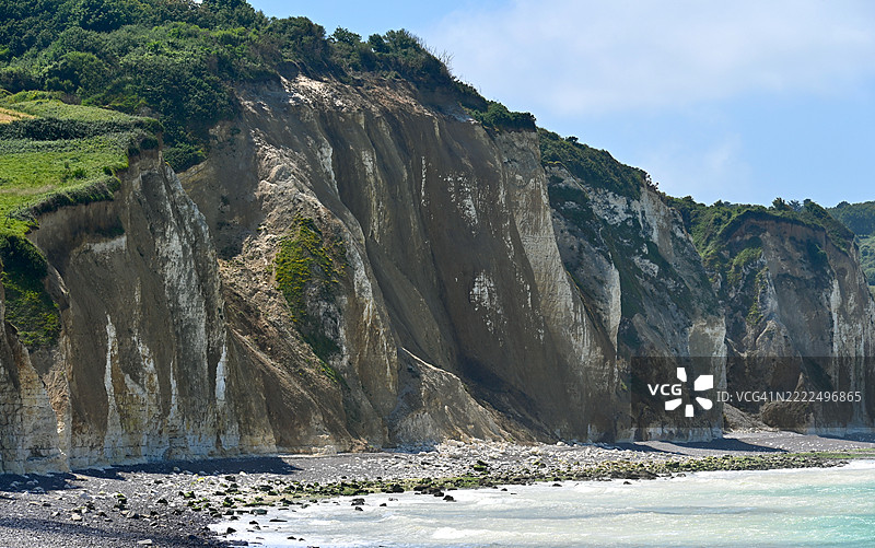 法国诺曼底，海洋与天空的美丽景色图片素材