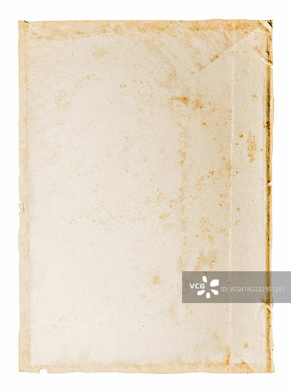白色背景上的老旧纸张背景，带有抠图路径图片素材