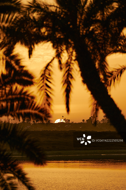 圣地亚哥使命湾日落图片素材