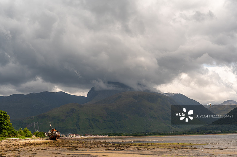 苏格兰本尼维斯山上空的乌云。图片素材