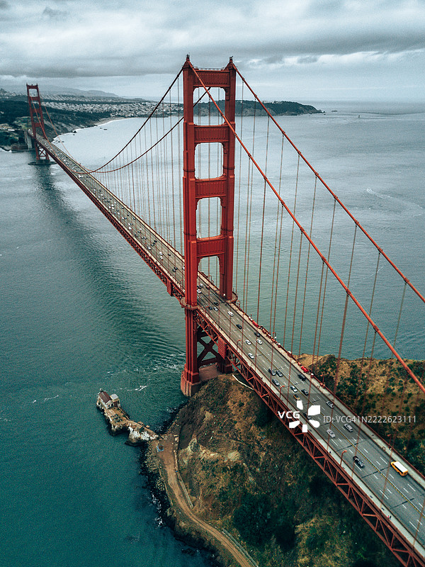 金门大桥鸟瞰图图片素材