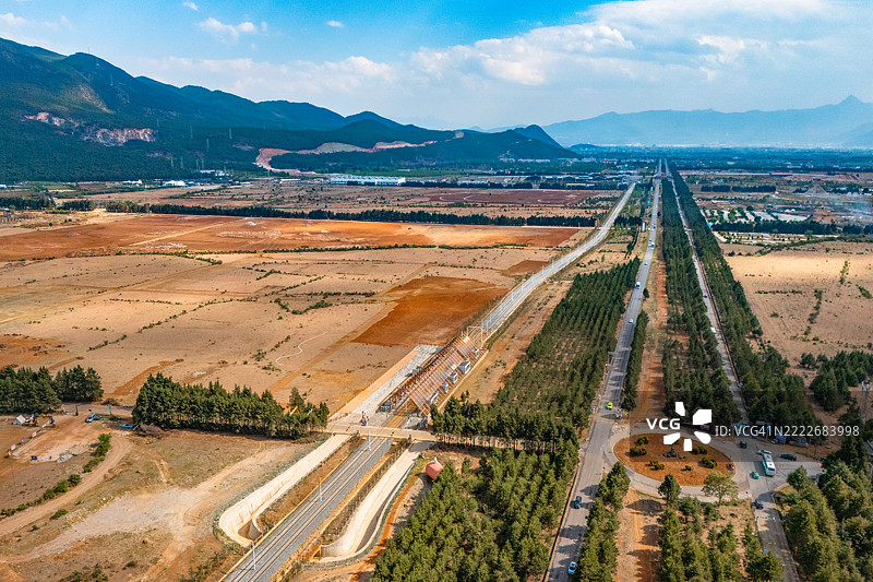 中国云南丽江的干旱土地鸟瞰图图片素材