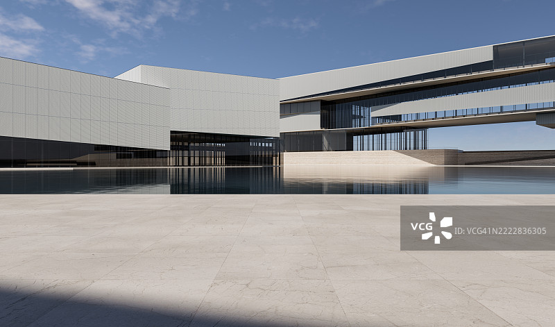 现代商务区办公大楼外的 marble 地板图片素材