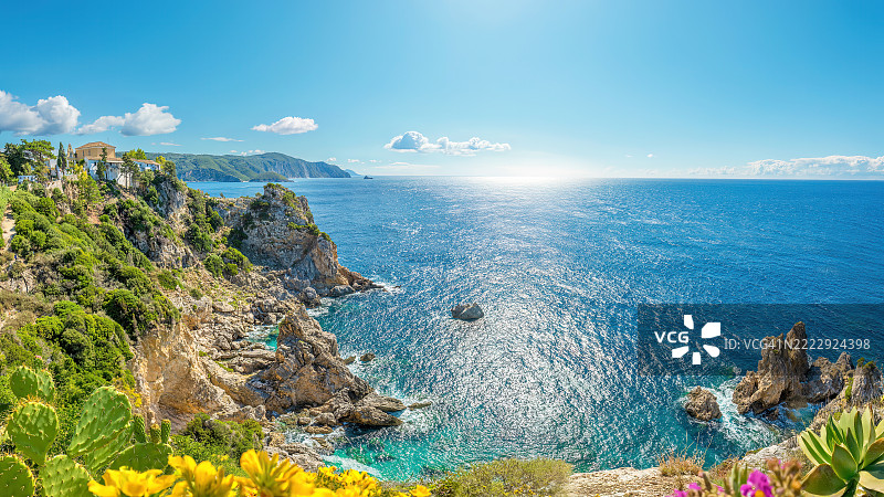 科孚岛悬崖之上，希腊图片素材