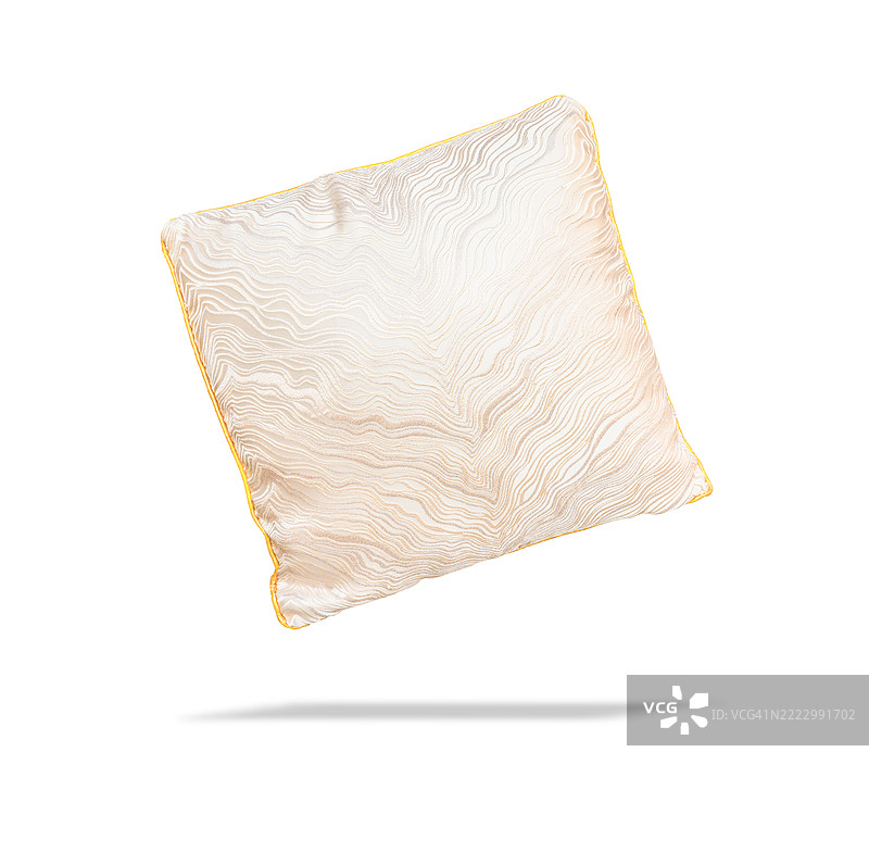 柔软的方形枕头，背景为白色，带有抠图路径。图片素材