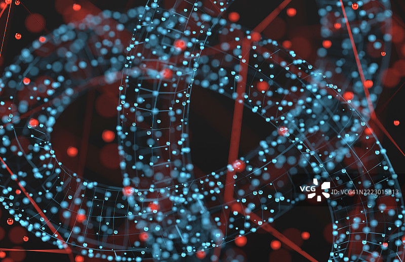 连接的彩色点和线图片素材