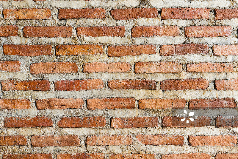 红砖墙纹理的全景背景。图片素材