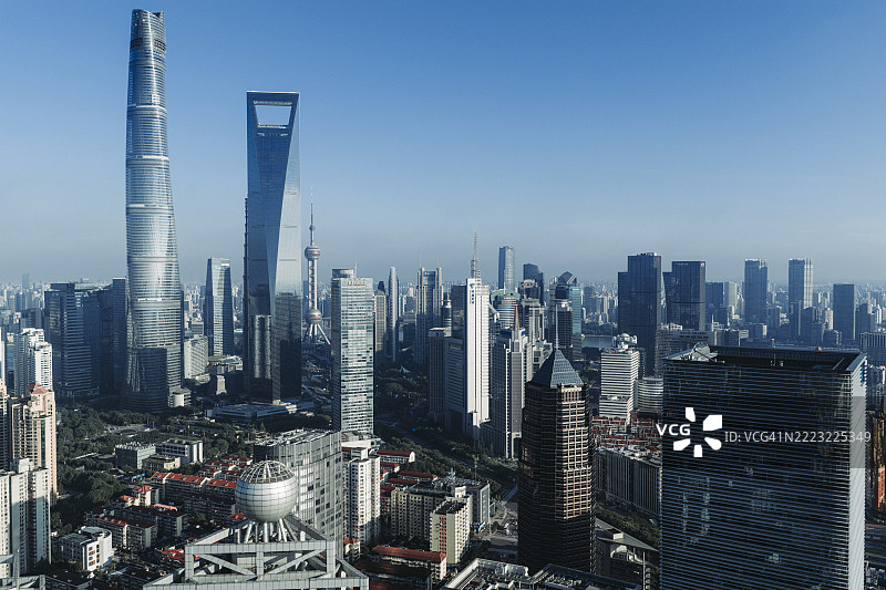 上海天际线日出全景图片素材