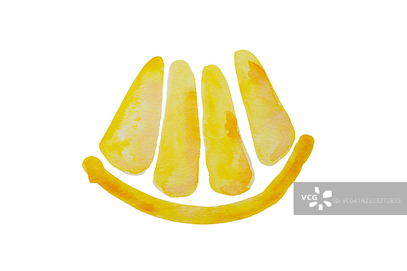 白色背景上的水彩橙子切片。图片素材