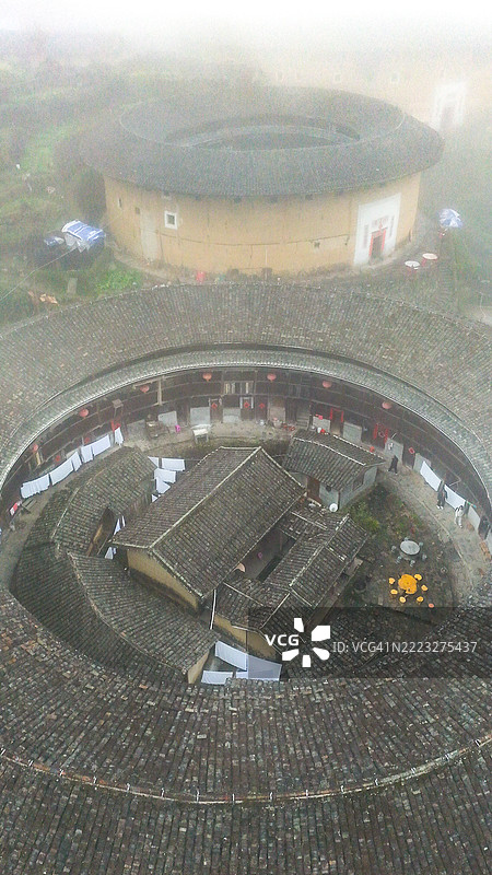 中国福建土楼的鸟瞰图图片素材