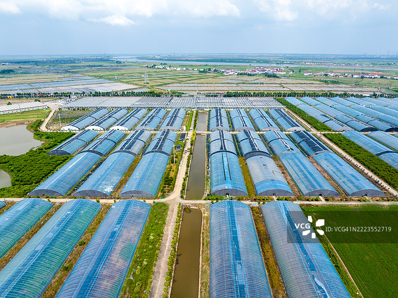 农村山区蔬菜温室的航拍摄影图片素材