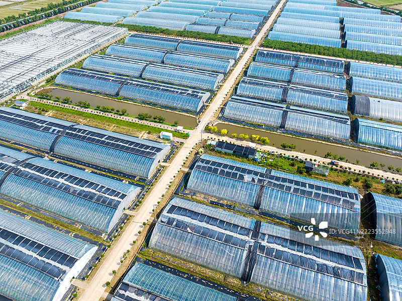 农村山区蔬菜温室的航拍摄影图片素材