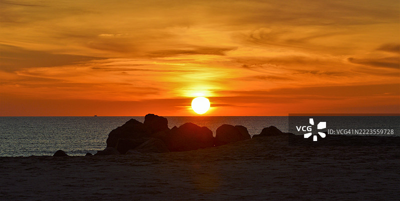 新泽西州米德尔敦日落时分的海景图片素材