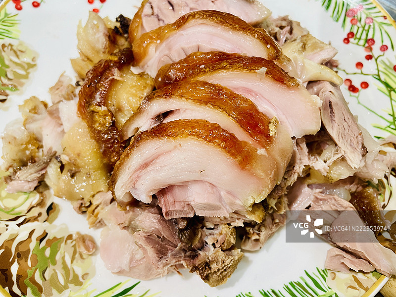 盘子里的肉特写，圣克莱尔，新南威尔士州，澳大利亚图片素材