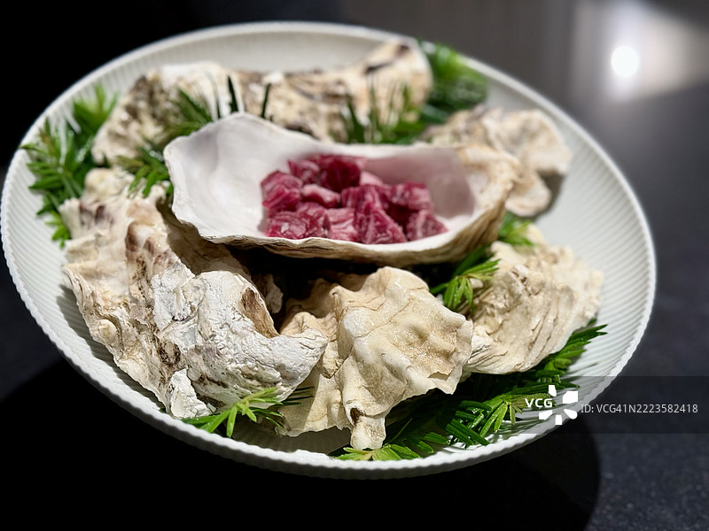 盘子里的食物特写，纽约，美国图片素材