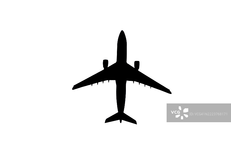 白色背景上的客机轮廓图片素材