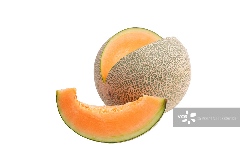 一片哈密瓜被切成两半图片素材