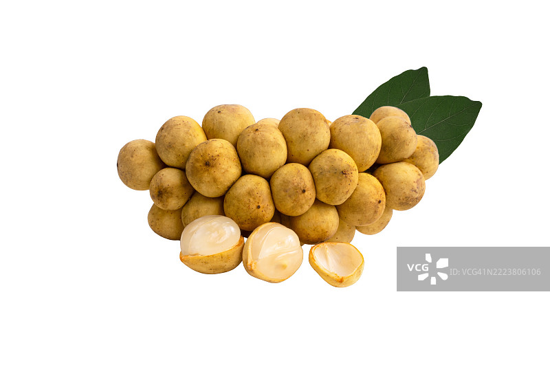 一堆顶部有叶子的黄色水果图片素材