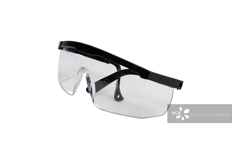 一副带有透明镜片和黑色框架的安全眼镜图片素材
