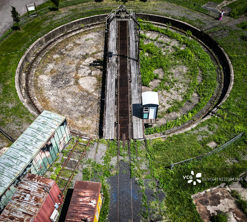 纽约波特贾维斯的老埃里铁路转盘图片素材