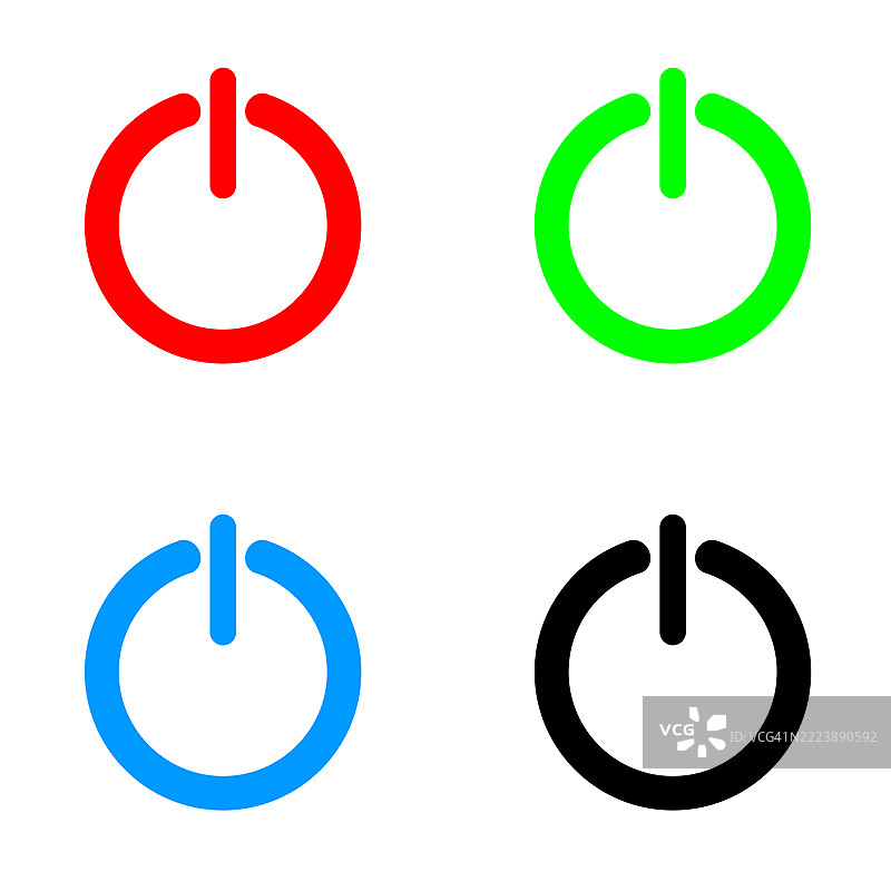 电源图标矢量集。电源开关标志和符号。电力图片素材