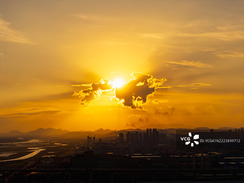 夕阳下的多云天空图片素材