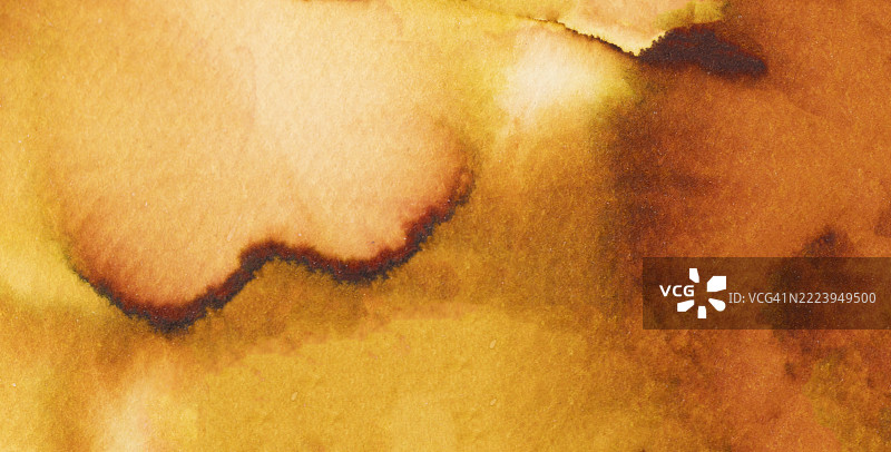 温暖而生动的水彩抽象艺术作品，展示了丰富的金色。图片素材