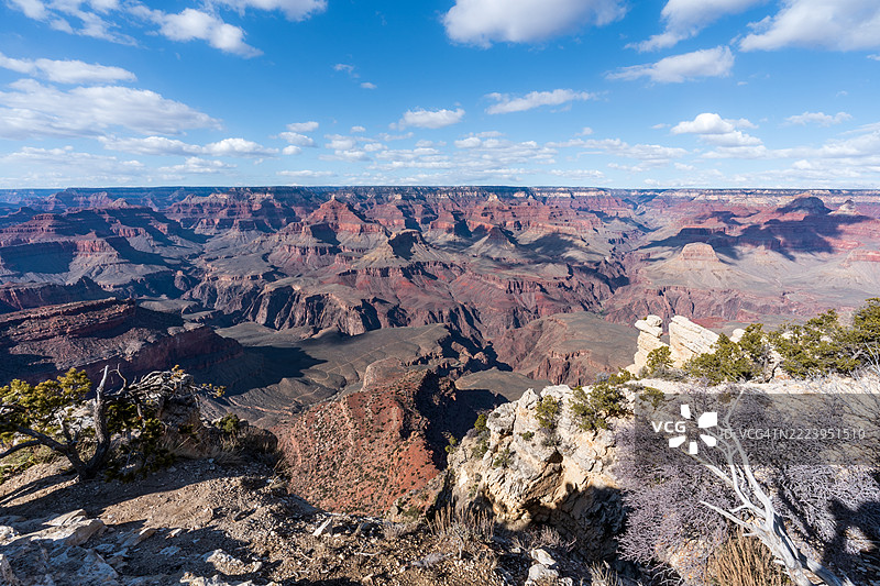 亚利桑那州大峡谷的广阔晨景全景，来自隐士休息处，美国图片素材
