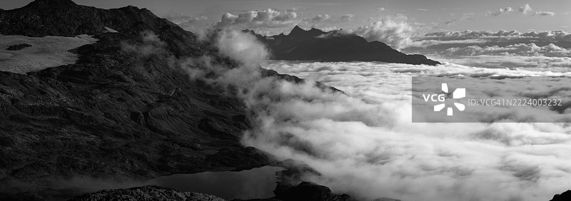 海洋与天空的全景视图图片素材