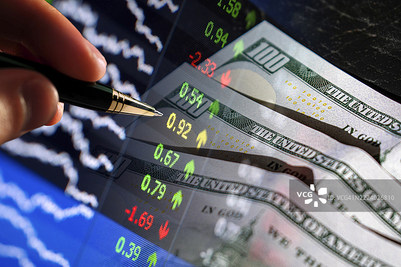 金融分析概念与市场数据和美元图片素材