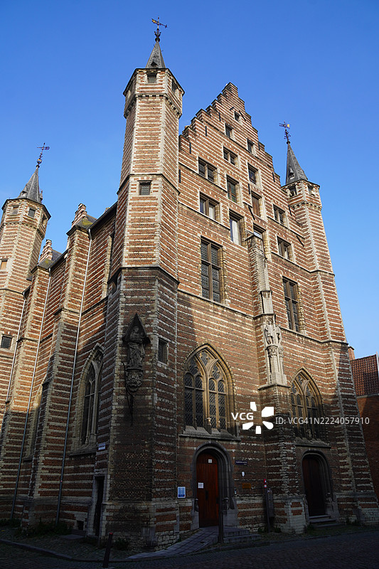 比利时安特卫普的冬日阳光下的肉类博物馆图片素材