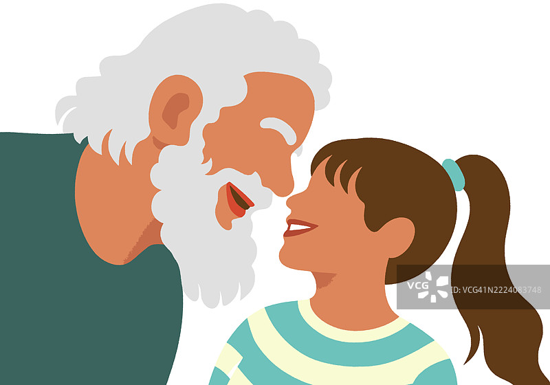 微笑的祖父和孙女一起享受快乐时光。插图图片素材