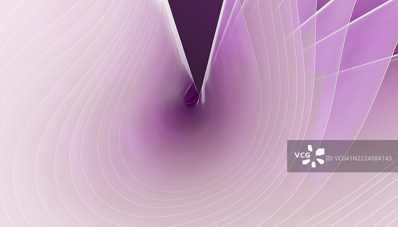 抽象的粉色和紫色旋涡，带有渐变线条和曲线。3D渲染图片素材