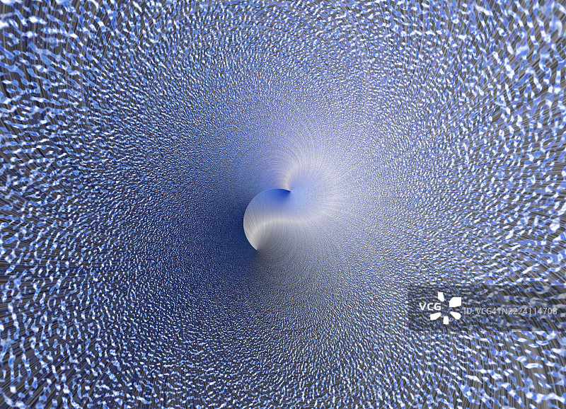 抽象的3D背景，蓝色调中管道内椭圆形流动的水。图片素材