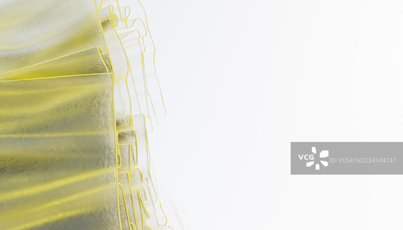 半透明的黄色薄片在白色背景上形成抽象图案图片素材