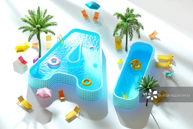 游泳池造型的AI字母图片素材