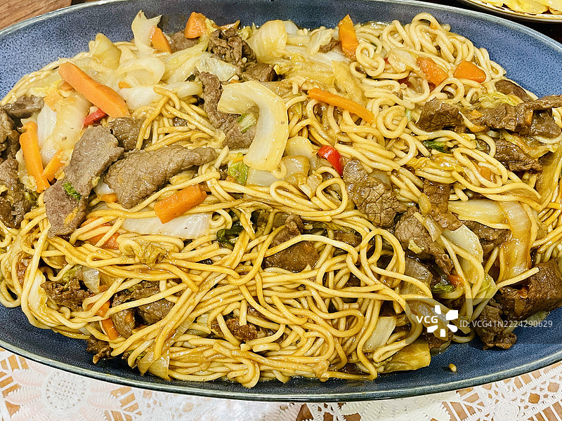 盘子里的意大利面特写，圣克莱尔，新南威尔士州，澳大利亚图片素材