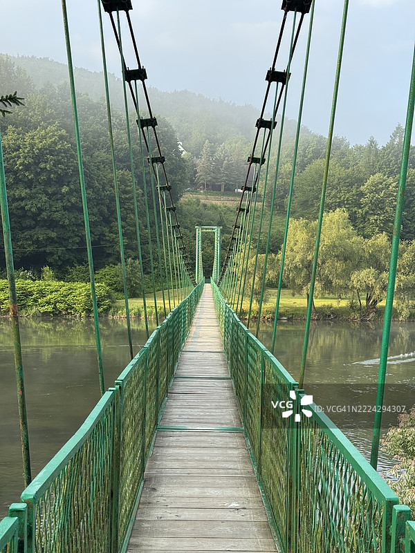 森林中的人行天桥，普热梅希，波德卡尔帕茨基，波兰图片素材